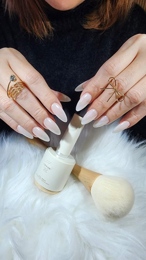Milky almond builder gel overlay
